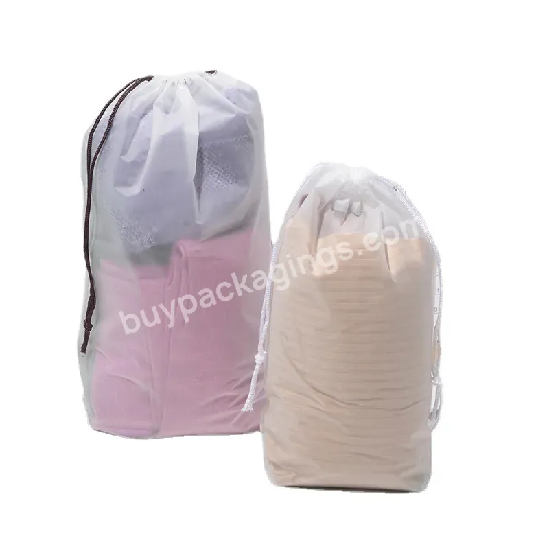 Wholesale Custom Pouch Pe Face Towel Cotton Tissue Plastic Rope Packaging Clothes Cute Drawstring Bag With Zipper Pocket