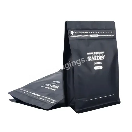 Wholesale Custom Print Box Bottom Bag Coffee Packaging Pouch Matte Black Coffee Bean Bag With Valve Zipper Coffee Bag 200g