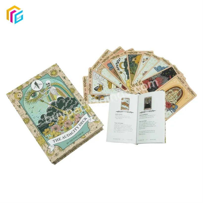 Wholesale custom printed 78 cards cheap big classical divination tarot deck magic tarot cards with guidebook