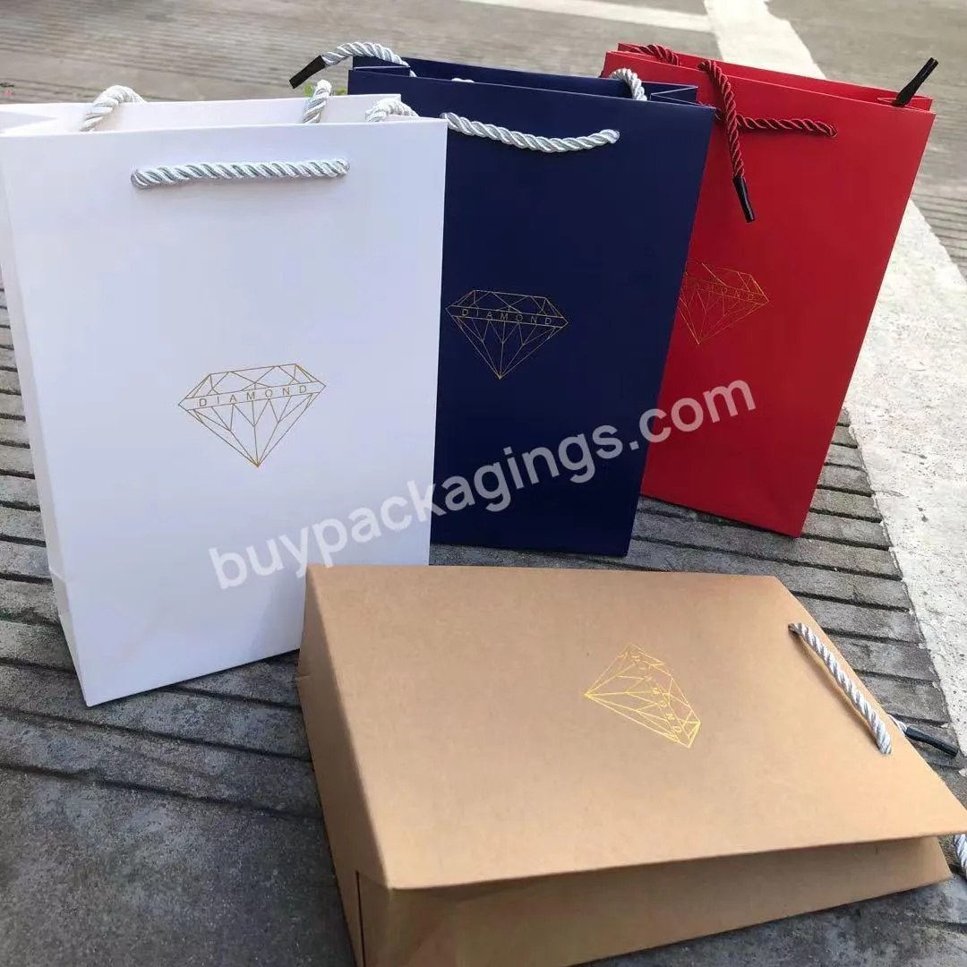 Wholesale Custom Printed Black Luxury Shopping Gift Bag  White Art Paper Bag With Handle For Jewelry