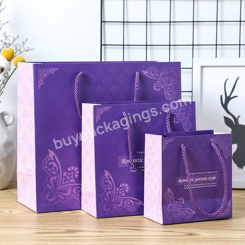 Wholesale Custom Printed Black Luxury Shopping Gift Paper Bag With Handle