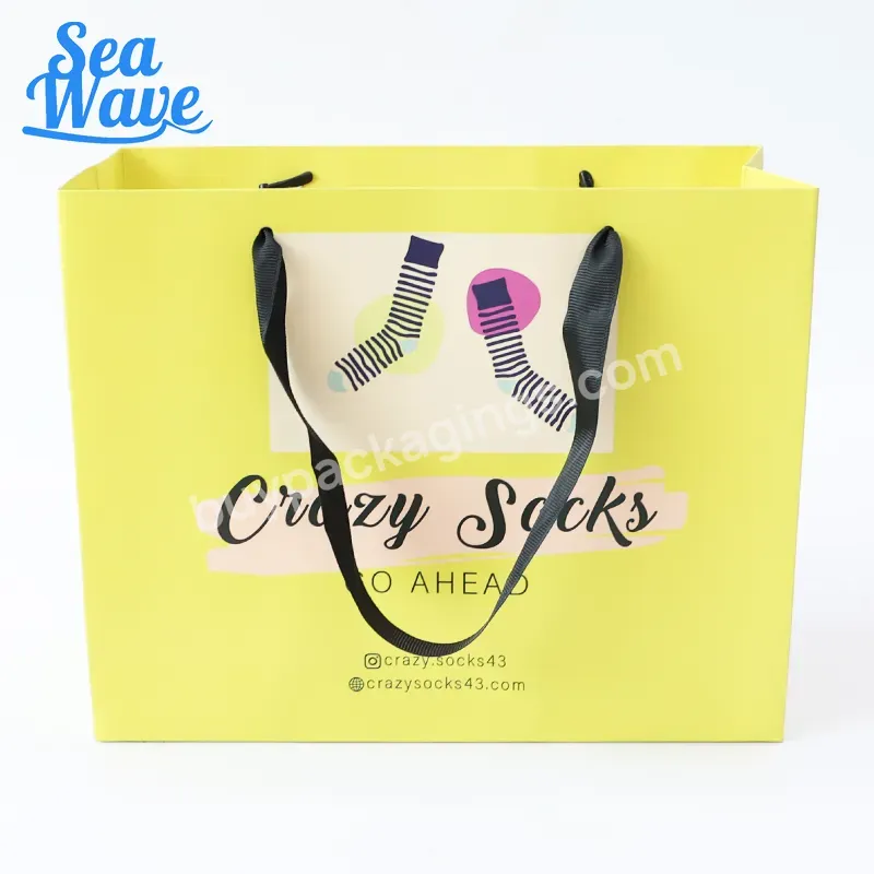 Wholesale Custom Printed Colorful Logo Luxury Shopping Tote Paper Bag For Gift Handle Packaging