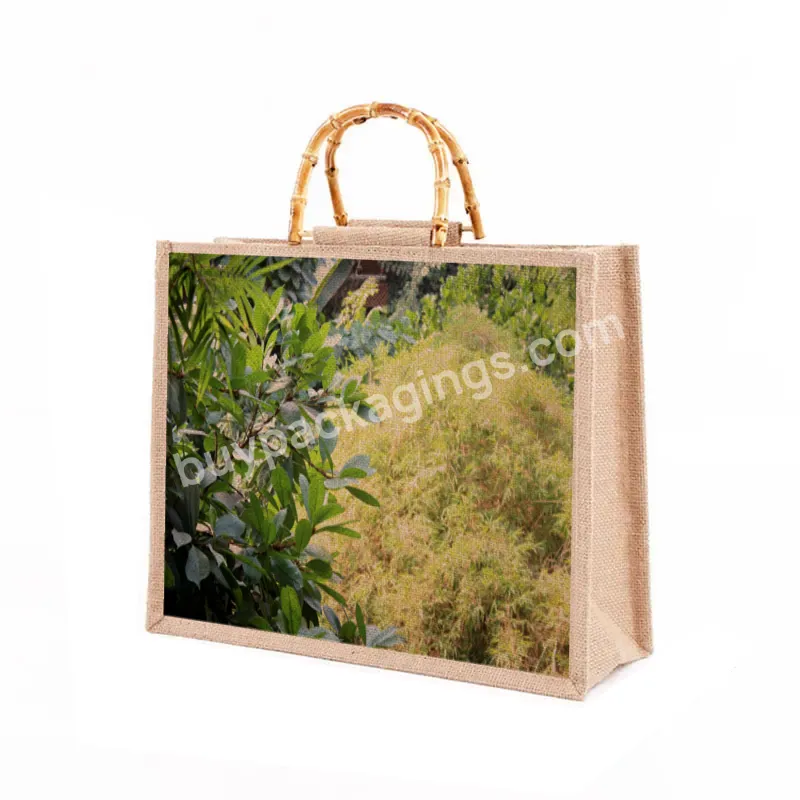 Wholesale Custom Printed Eco Friendly Fabric Large Gift Carrier Diy Your Own Reusable Jute Shopping Bag Burlap Tote Beach Bag