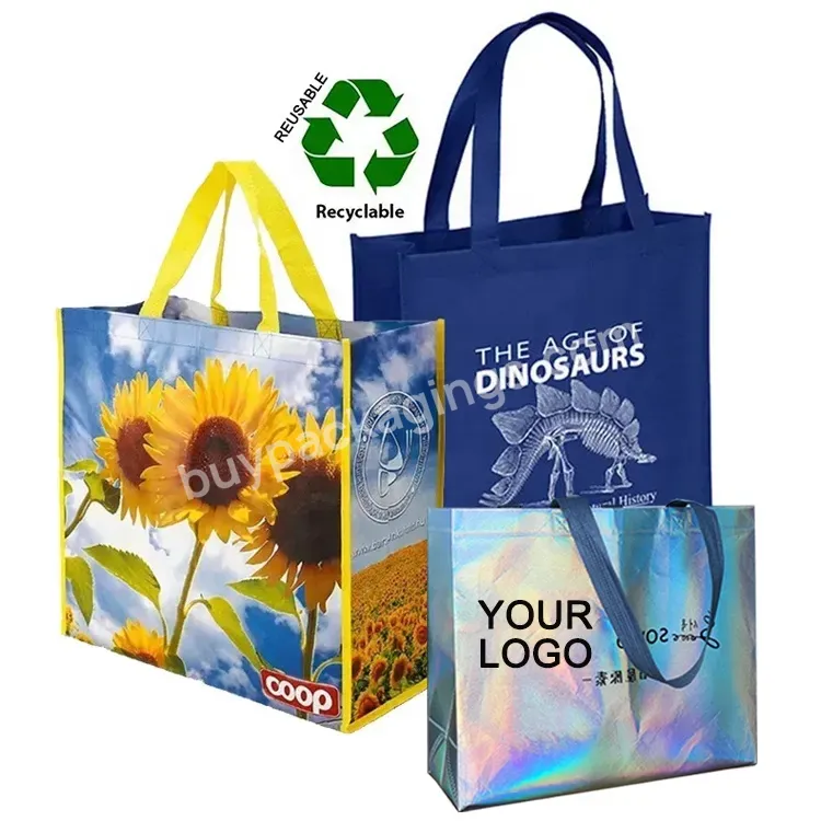 Wholesale Custom Printed Eco Friendly Recycle Reusable Grocery Pp Laminated Non Woven Fabric Tote Shopping Bags