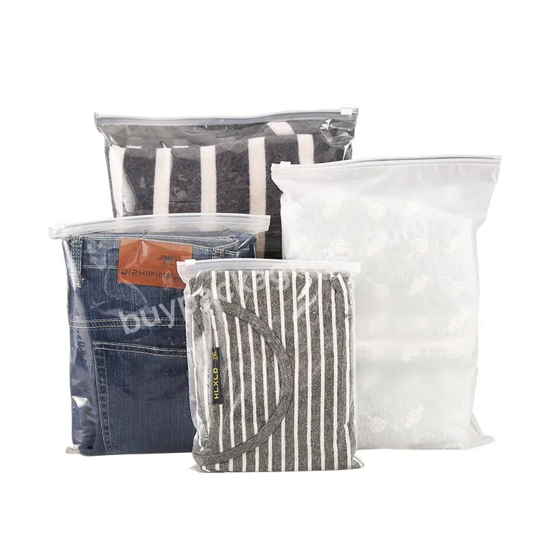 Wholesale Custom Printed Eco Friendly Recycled Self Sealing Shirt Clothes Frosted Zipper Bags Plastic Packaging Bag For Clothes