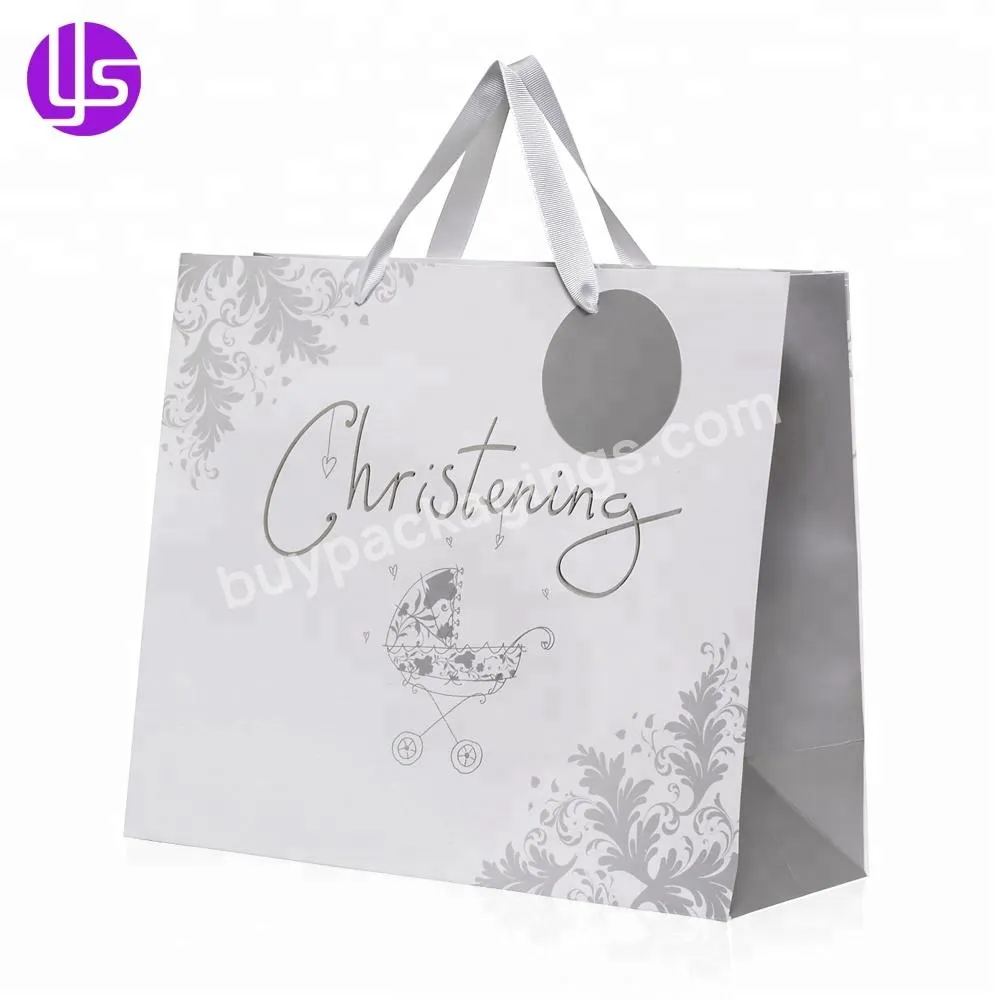 Wholesale Custom Printed Fancy Christmas 250 gsm Art Ivory Board Gift Paper Bag with Cotton Handle