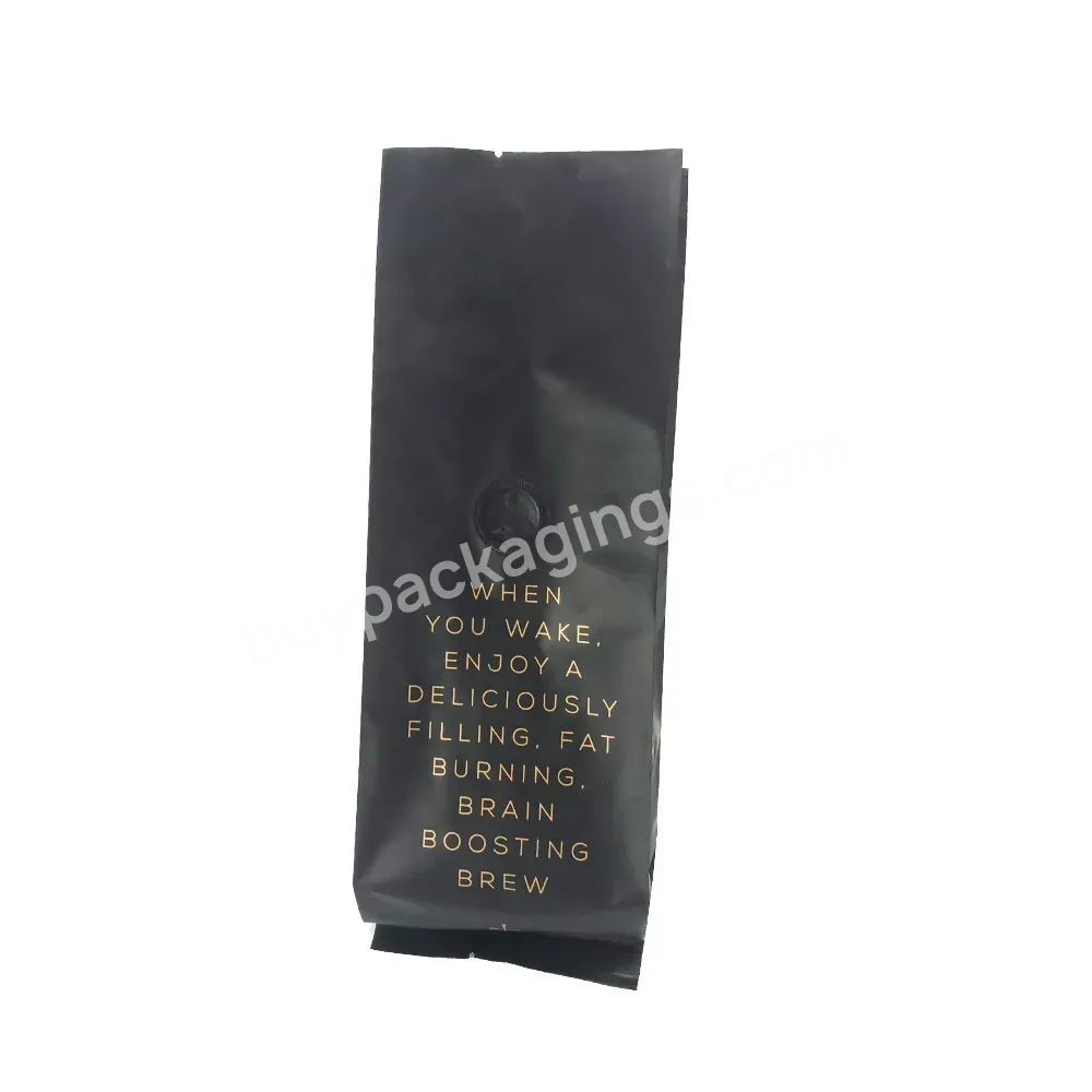 Wholesale Custom Printed Logo Food Grade Aluminum Foil Side Gusset Matt Black Coffee Beans Packaging Bag With One Way Valve