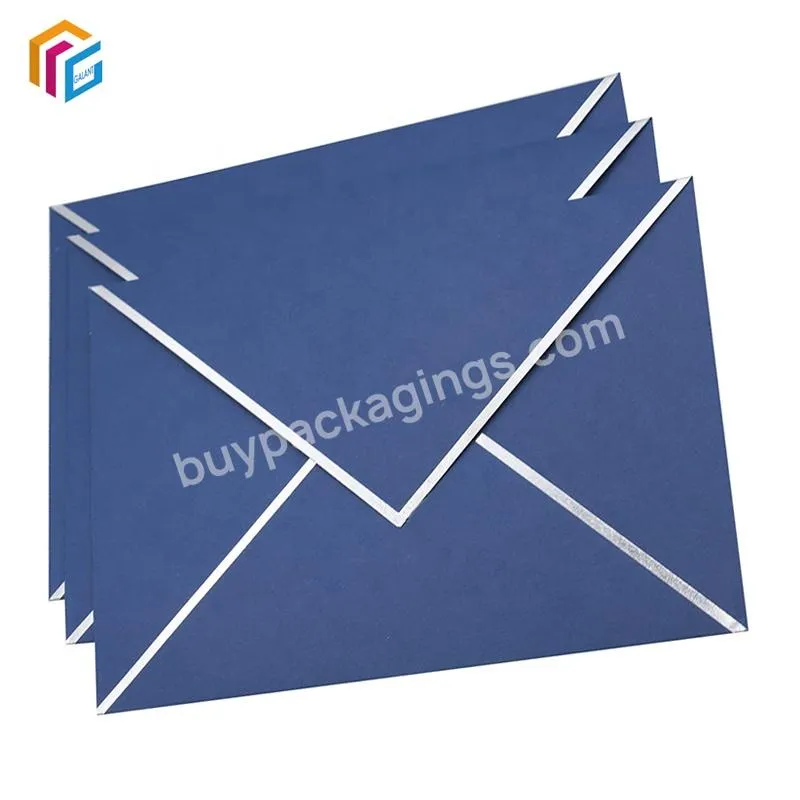Wholesale Custom Printed Logo Gold Foil Design Luxury Blue Paper Envelope Packaging Gift Envelopes