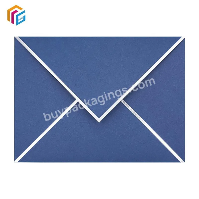 Wholesale Custom Printed Logo Gold Foil Design Luxury Blue Paper Envelope Packaging Gift Envelopes