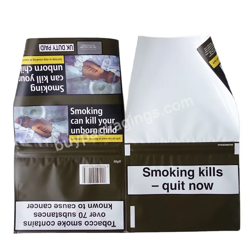 Wholesale Custom Printed Resealable Zip Lock Packaging Plastic Tobacco Packaging Bags Rolling Tobacco Pouch