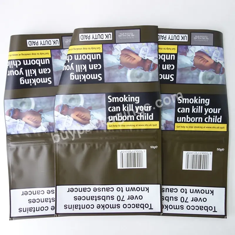 Wholesale Custom Printed Resealable Zip Lock Packaging Plastic Tobacco Packaging Bags Rolling Tobacco Pouch