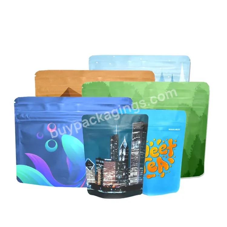 Wholesale Custom Printed Reusable Medicine Zip Plastic Packaging Large Smell Proof Children Resistant