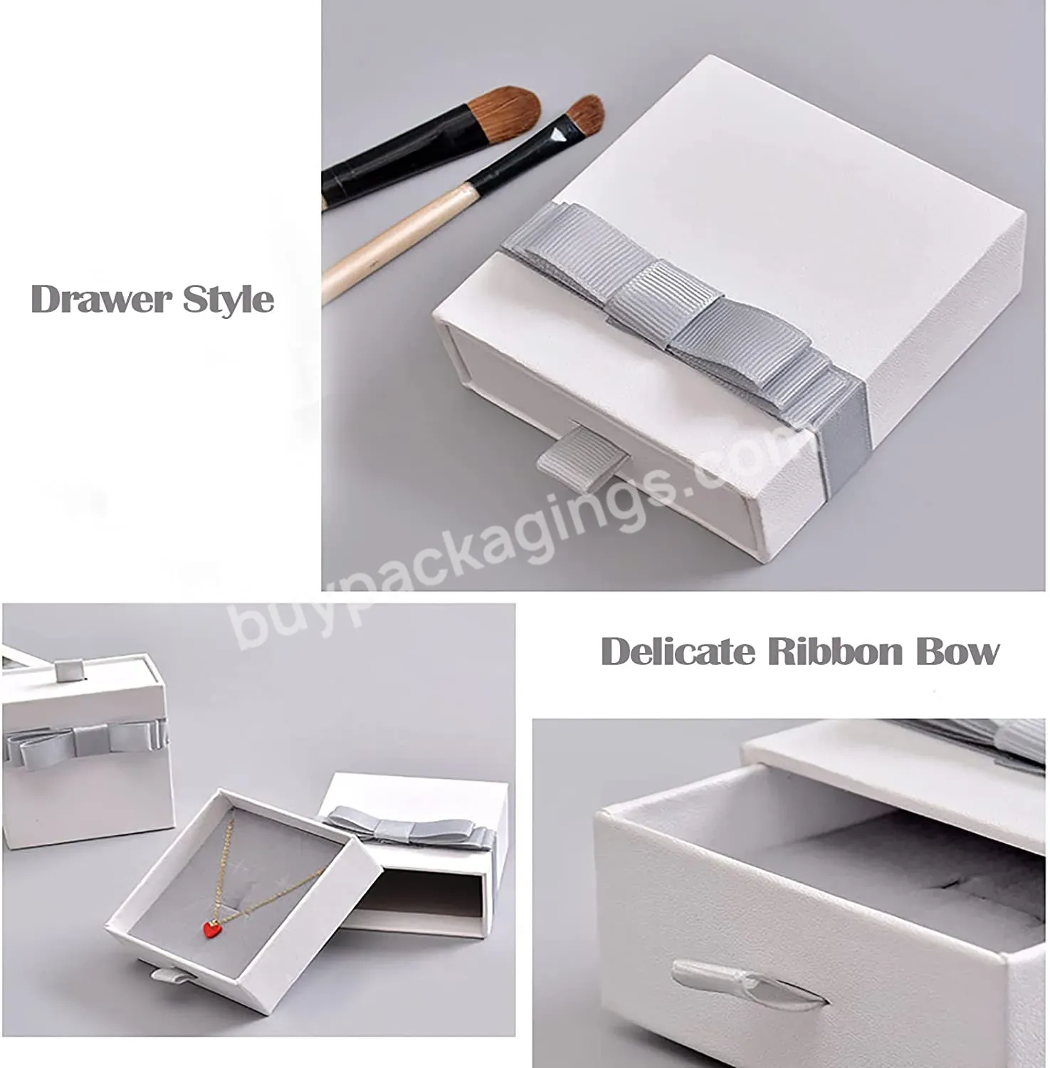 Wholesale Custom Printed Ring Earring Cosmetic Marble Jewelry Paper Storage Packaging Gift Box With Bow