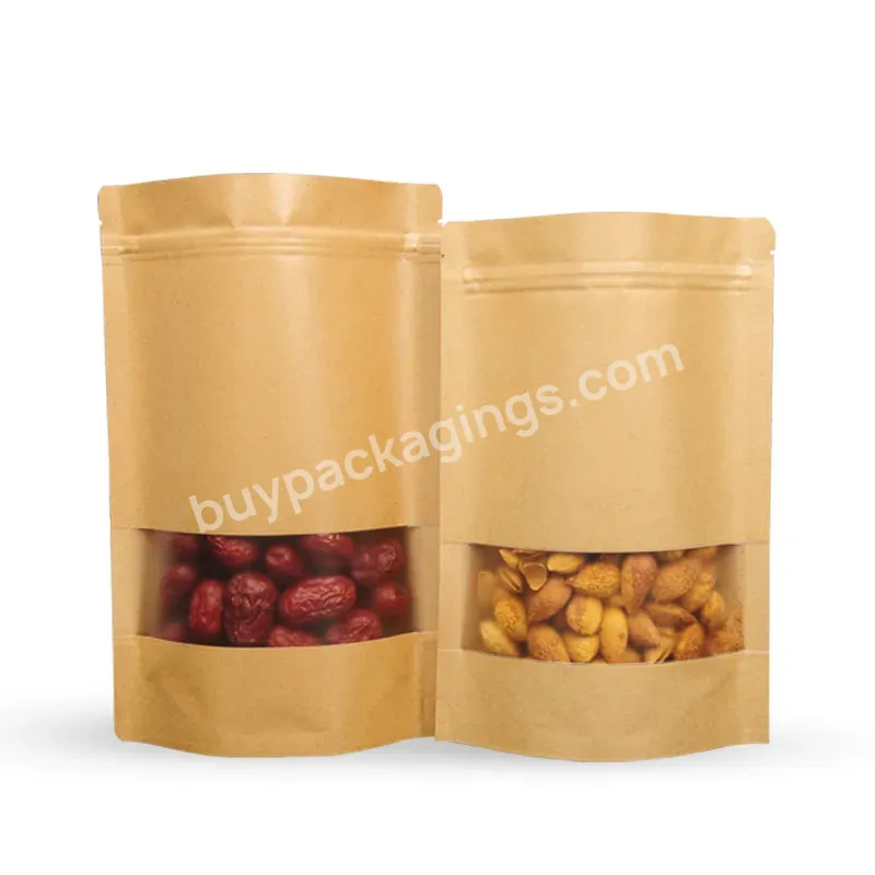 Wholesale Custom Printed Stand Up Pouch Kraft With Window Paper Bag