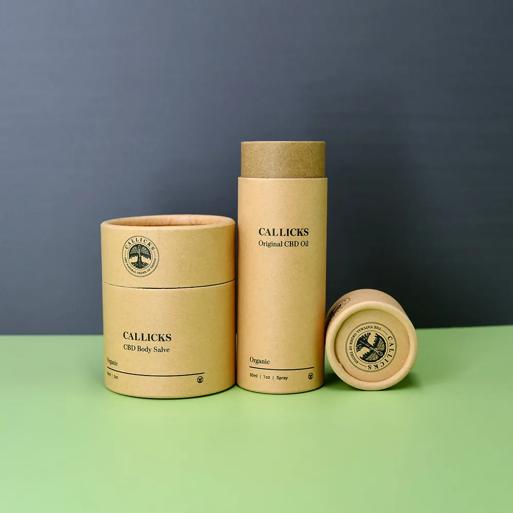 Wholesale Custom Printing Essential Oil Bottle Paper Gift Box Kraft Paper Tube Cylindrical Packaging Box