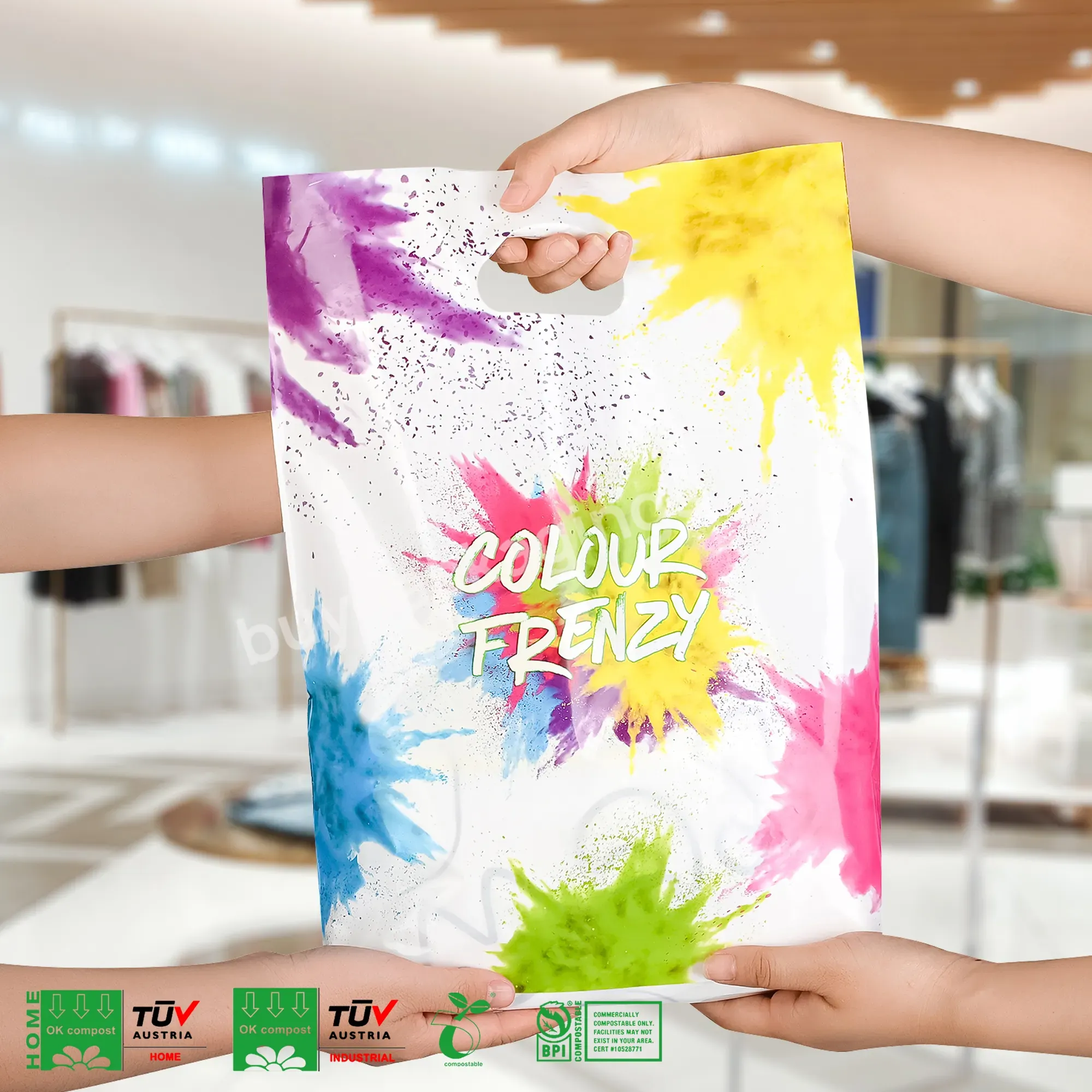 Wholesale Custom Printing Heavy Duty Bolsas De Plastico D2w Bio Degradable Biodegradable Compostable Plastic Shopping Bags