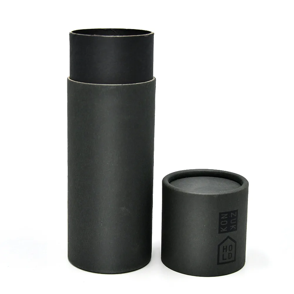 Wholesale custom recyclable black cylinder small round cardboard packaging box mailing container kraft paper lip balm paper tube