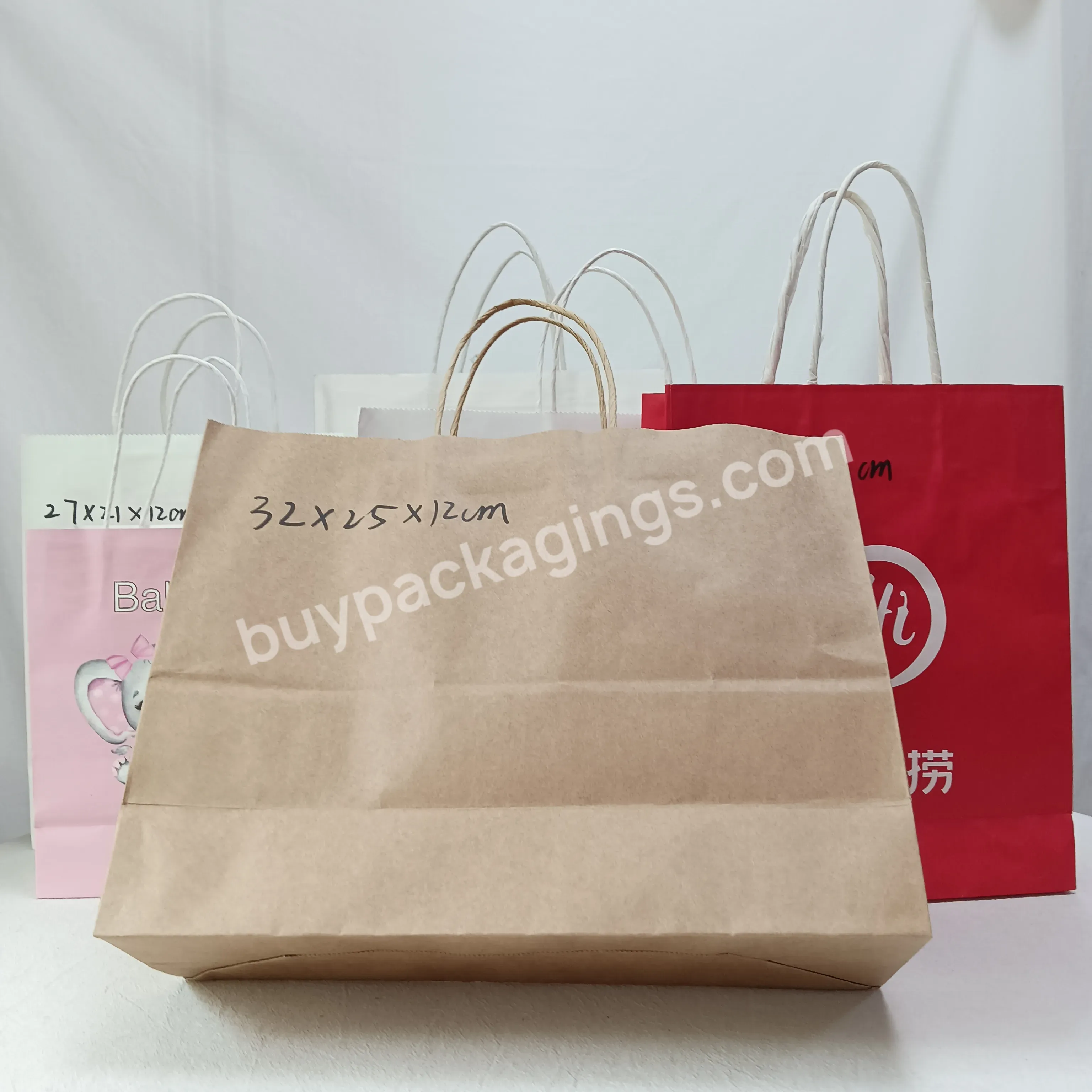 Wholesale Custom Restaurant To Go Handle Bags Grade Take Away Food Kraft Tote Paper Bags With Your Logo