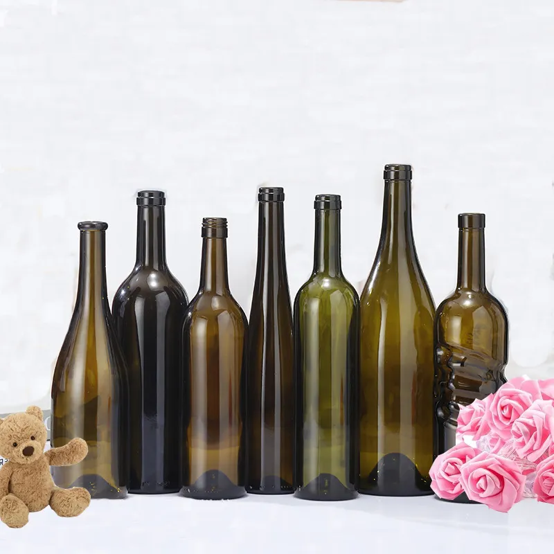 Wholesale Custom Various Colors Multi Capacity Color 187ml glass burgundy wine bottle with aluminum screw cap