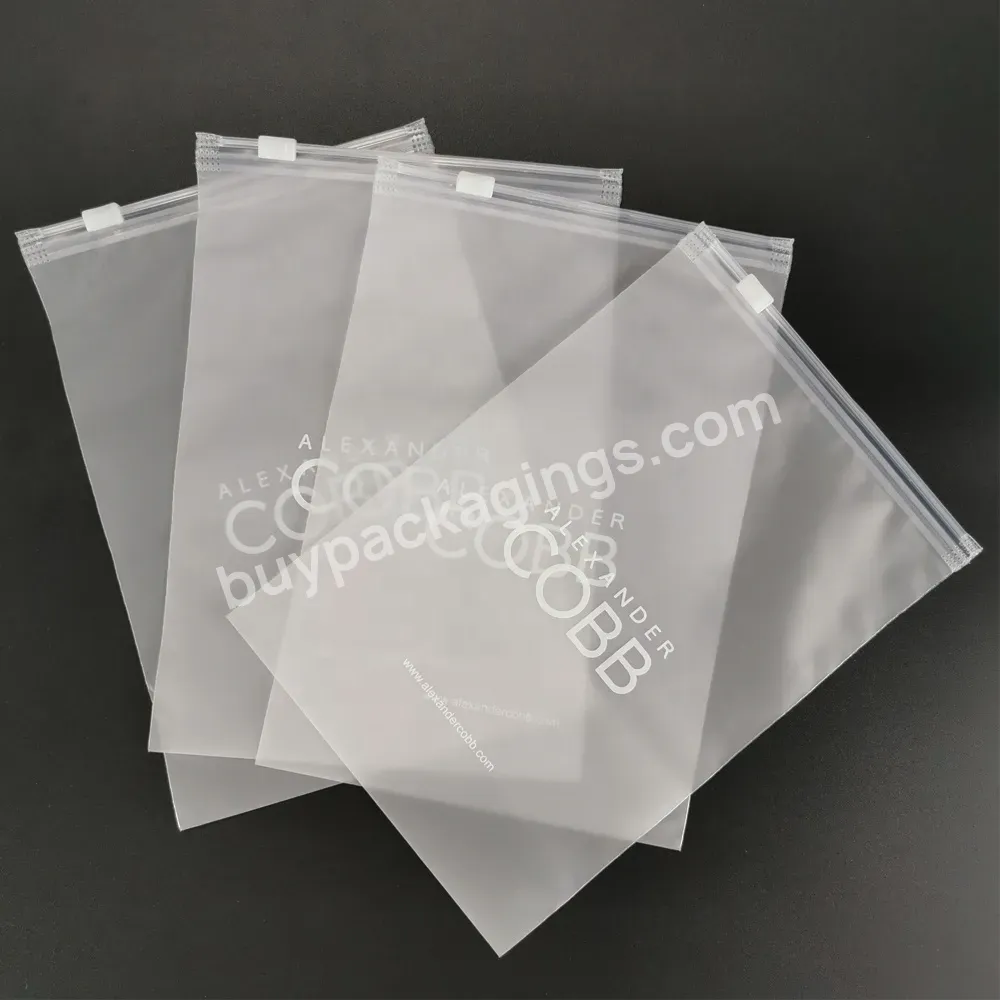 Wholesale Custom White Color Printing Ziplock Clothing Logo Bag Matte