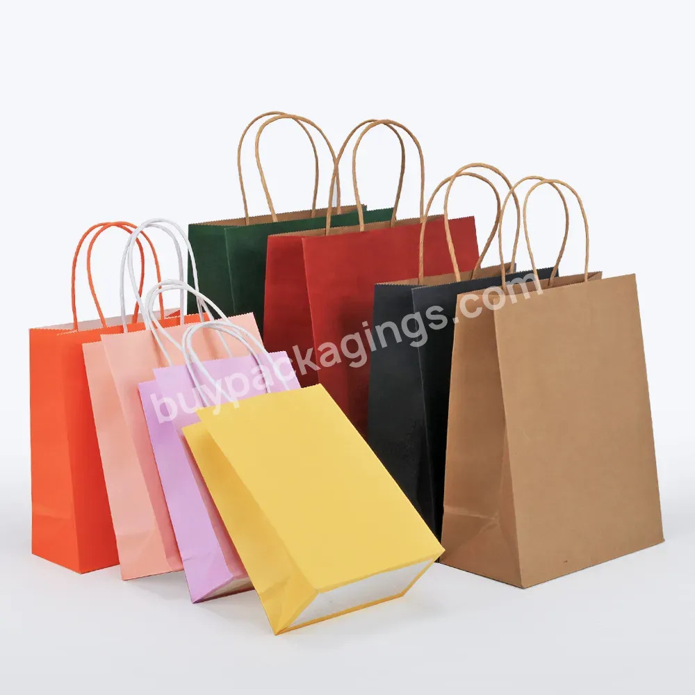 Wholesale Custom White Kraft Paper Tote Paper Rope Coffee Shop Packing Shopping Bag