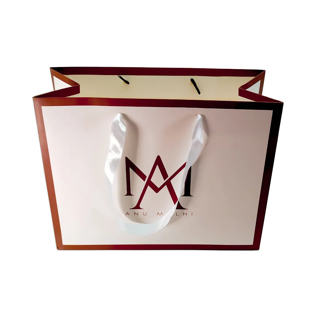 Wholesale custom white print shopping gift brown kraft paper bags with handles