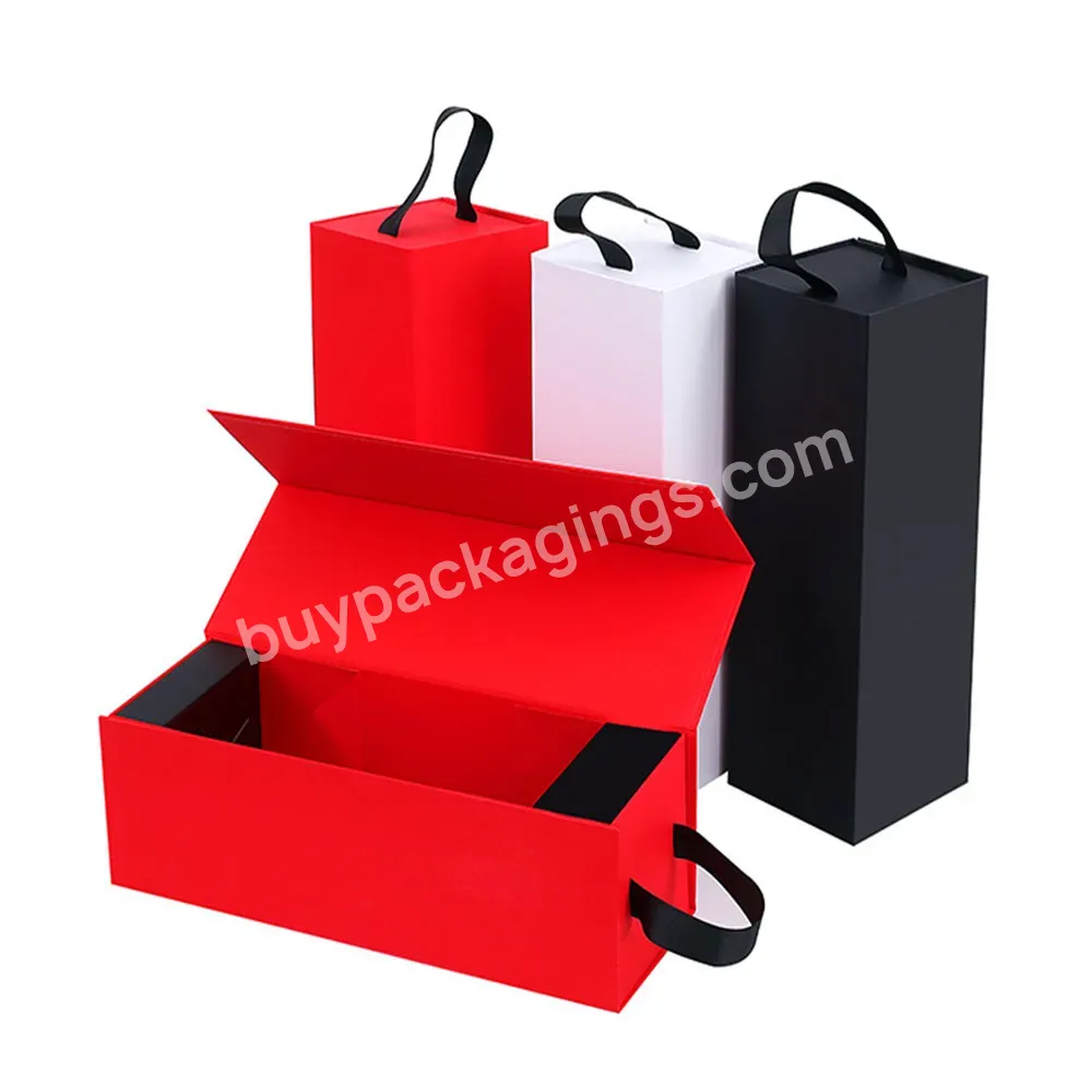 Wholesale Custom Wine Packaging Box Wine Bottle Gift Box Portable Folding Wine Box For Party Wedding Festival