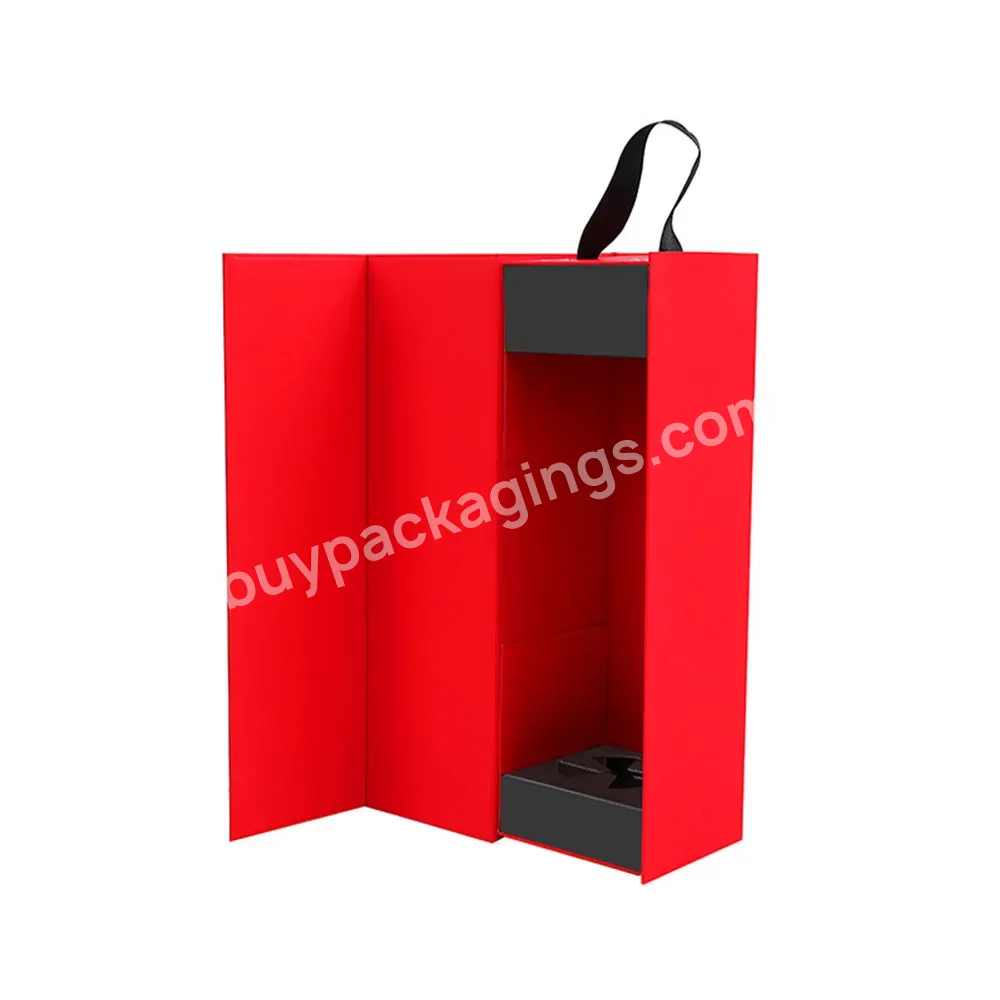 Wholesale Custom Wine Packaging Box Wine Bottle Gift Box Portable Folding Wine Box For Party Wedding Festival