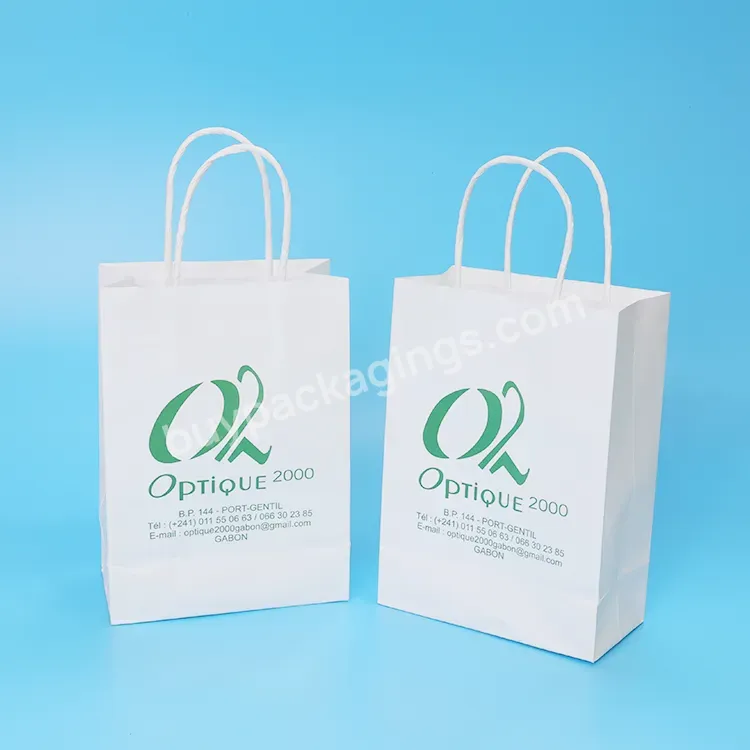 Wholesale Customized Bag White Kraft Bag With Handles With Logo Shopping Bag