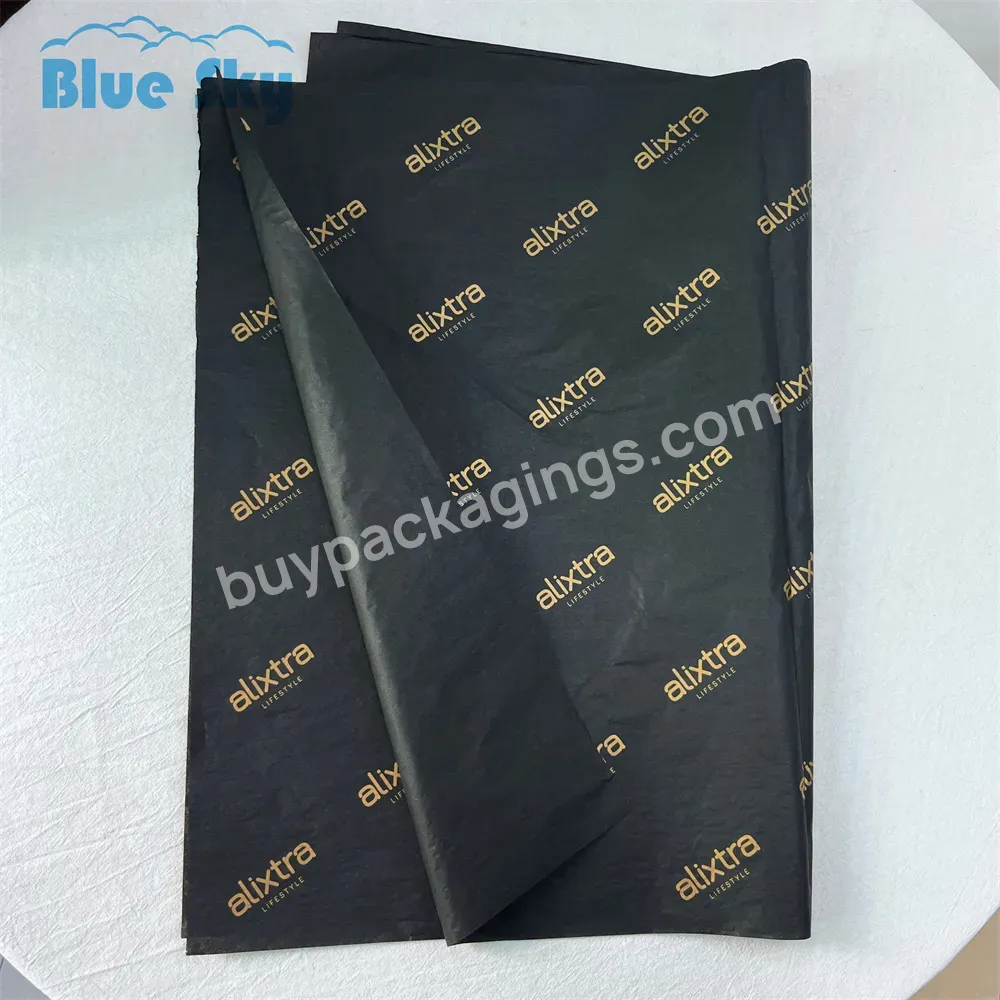 Wholesale Customized Design Printing Eco-friendly Tissue Wrapping Black Paper With Company Gold Logo - Buy Custom Gif Packaging Paper,Luxury Tissue Paper,Black Tissue Wrapping Packaging.