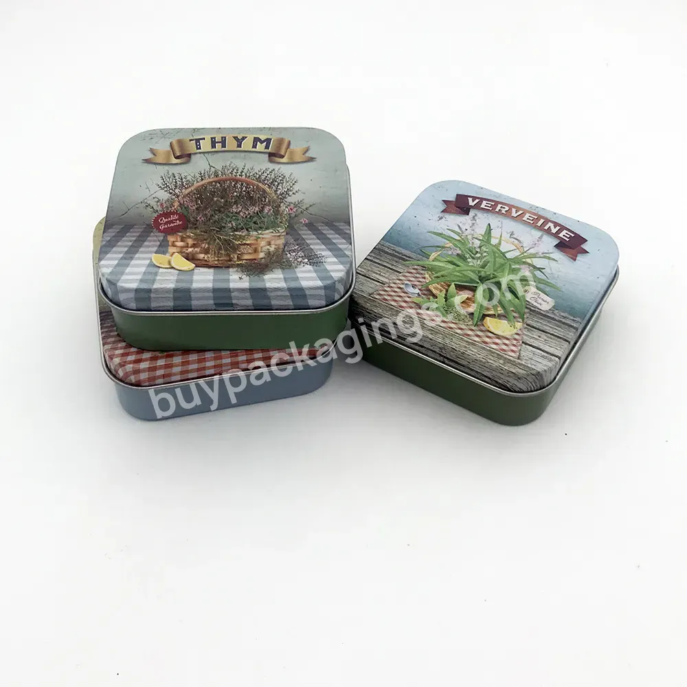 Wholesale Customized Design Square Hinged Lid Metal Colorful Packaging Tin Box