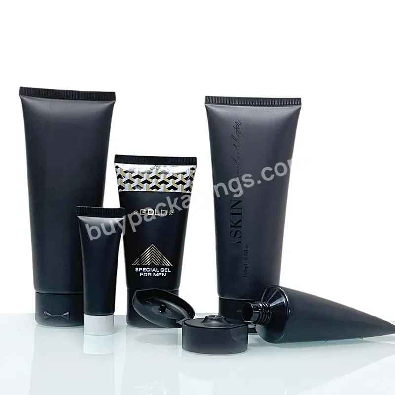 Wholesale Customized Empty Printing Logo Squeeze Cosmetic Hand Cream Plastic Soft Tube Black Packaging