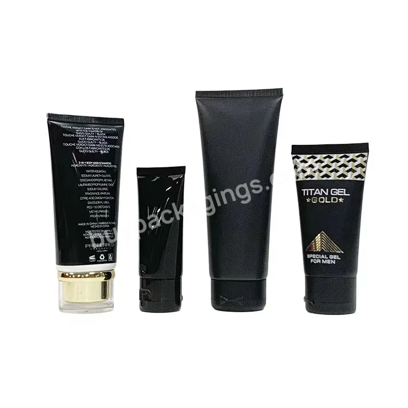 Wholesale Customized Empty Printing Logo Squeeze Cosmetic Hand Cream Plastic Soft Tube Black Packaging