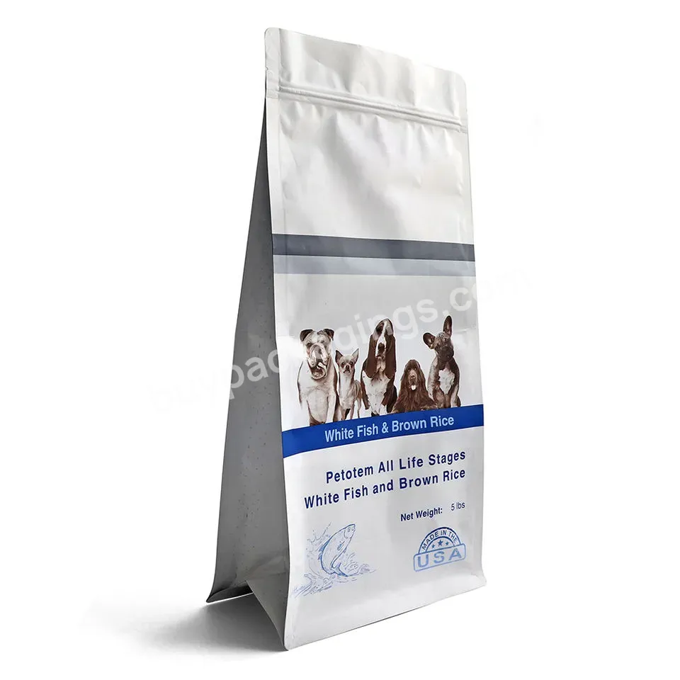 Wholesale Customized Large-capacity Flat-bottom Pet Food Bag Snack Packaging Bag With Resealable Zipper