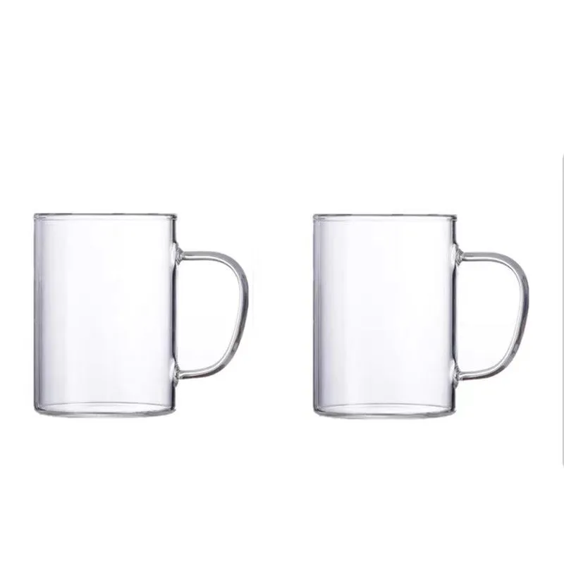 Wholesale Customized Logo  Borosilicate Good Quality Glass Cup Beer Tea Mug Cup With Handle For Party Restaurant