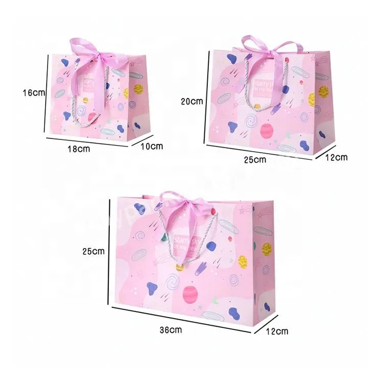 Wholesale Customized Logo Offset Printed Recyclable Gift Clothing Patch Silk Ribbon Handle Shopping Small Paper Bags
