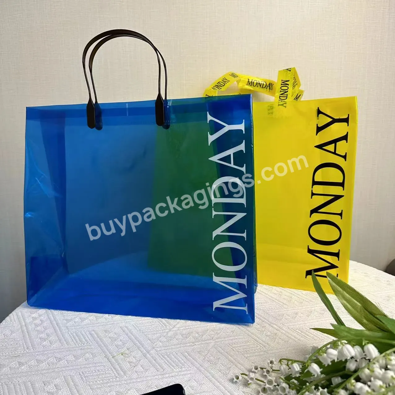 Wholesale Customized Printing Eco Friendly High Quality Fashionable Clothes Shopping Pvc Tote Bag For Shopping