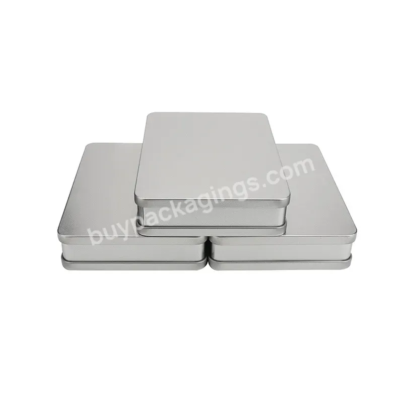 Wholesale Customized Rectangular Silver Tins With Lids Metal Empty Tin Box For Cookies Biscuit Candy Packaging