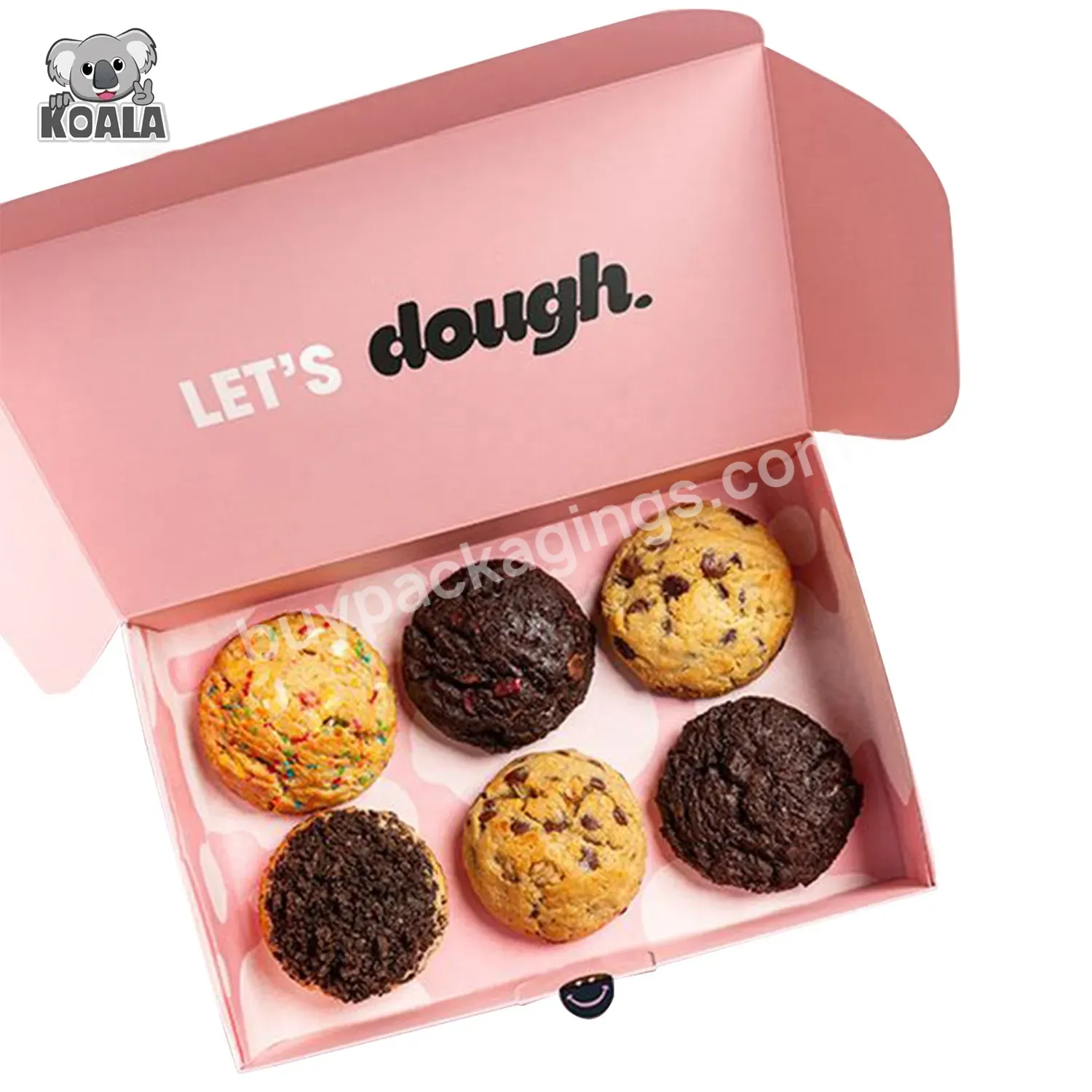 Wholesale Customized Size Logo Free Sample Pink Foldable Macaron Corrugated Disposable Gift Box 16pcs Cookie Box