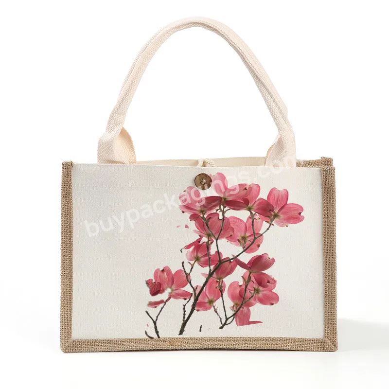 Wholesale Customizing Printed Eco Friendly Newfreusable Burlap Gift Beach Tote Bag Grocery Shopping Jute Bags With Zipper