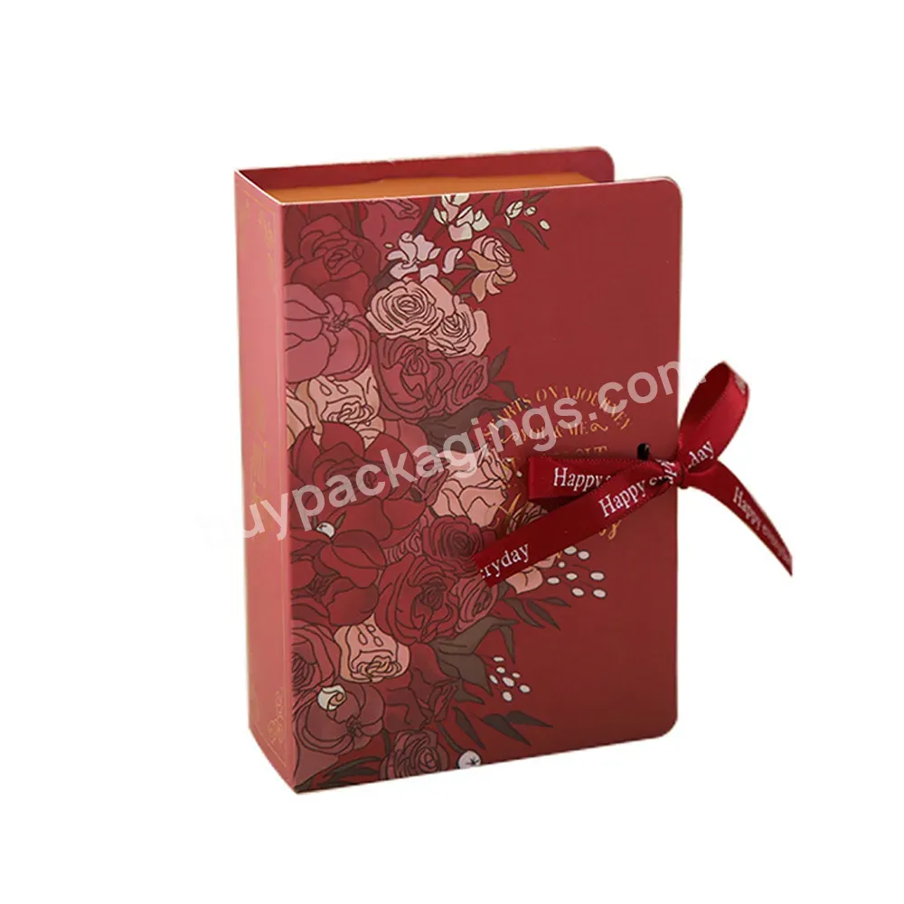 Wholesale Decor Wedding Party Baby Shower Flower Gift Box Packaging Kraft Paper Boxes Custom Creative Book Shape Paper Toy Box
