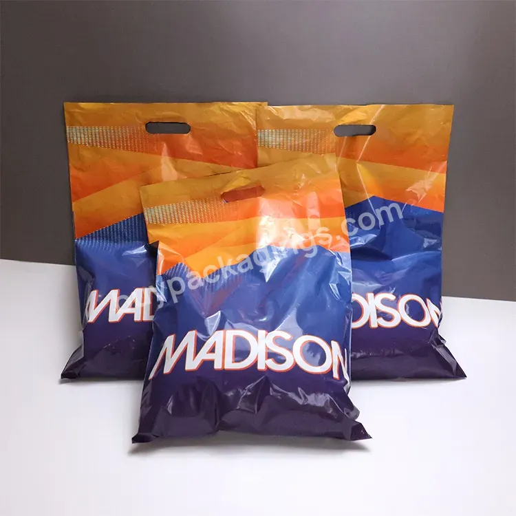 Wholesale Die Cut Eco-friendly Custom Design Shopping Gravure Printing Plastic Bags With Logo Clothing Bag