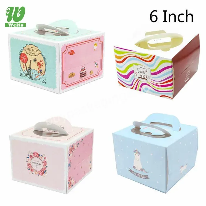 Wholesale Disposable Bakery Boxes,Takeaway Cake Box With Handle Custom Logo,High End Custom Cake Boxes