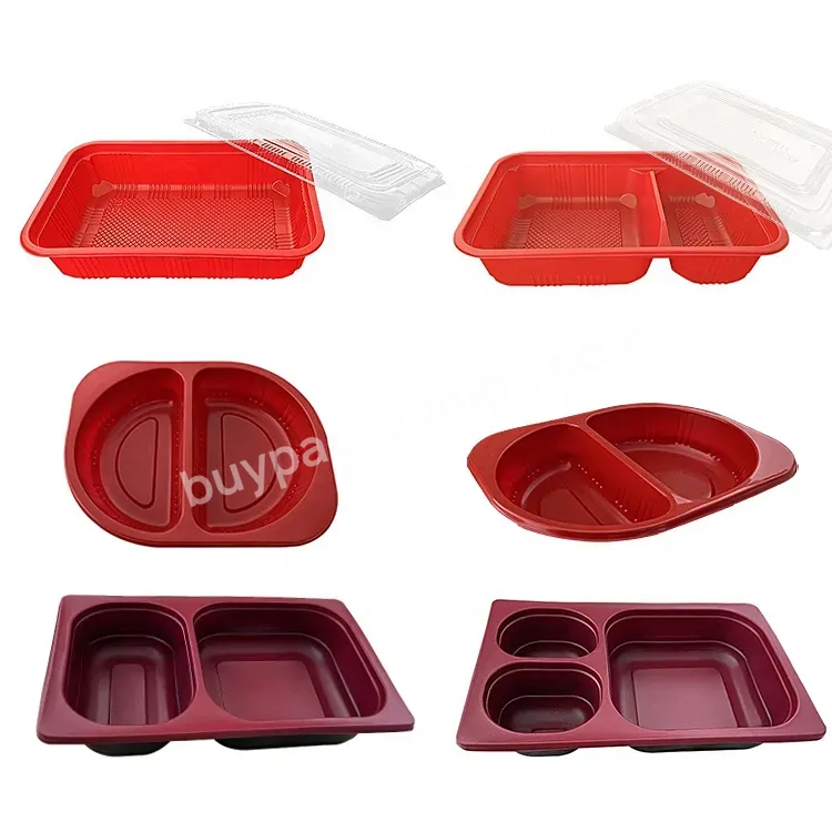 Wholesale Disposable Compartment Food Grade Pet Plastic Take Away Deli Container Rectangular With Lid