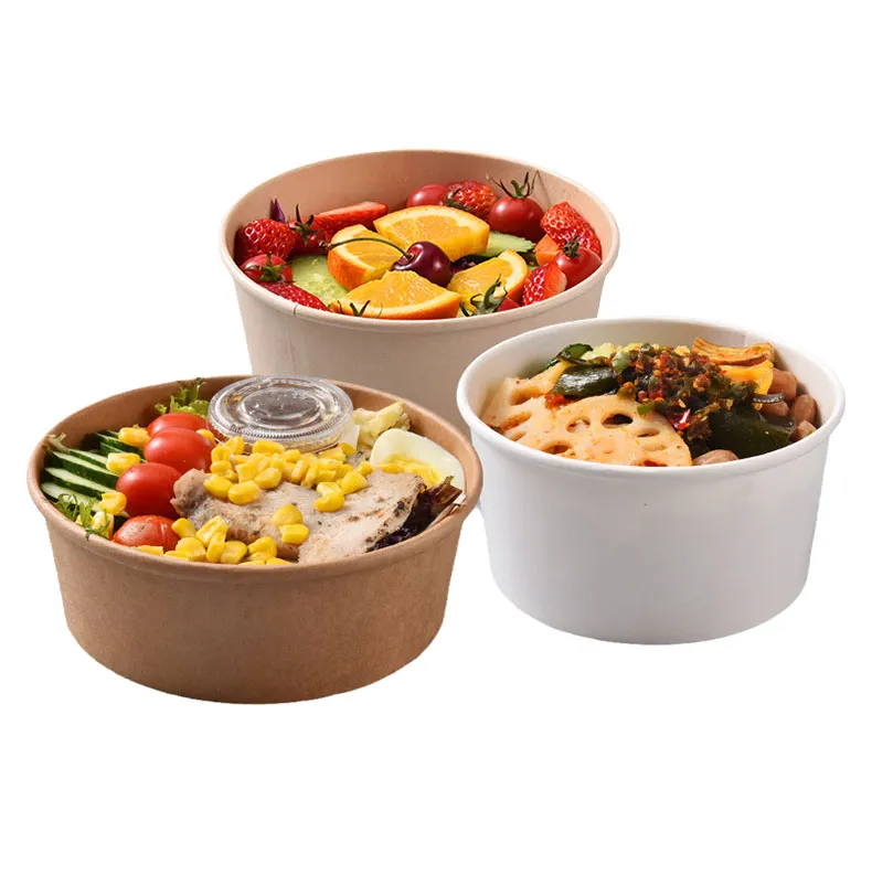 Wholesale Disposable Cup Price  6 7 Oz 24Oz 750Ml Microwavable Kraft Round Lunch Box Rice Soup Rectangular Paper Bucket Bowl