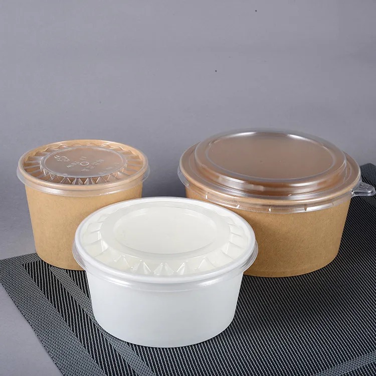 Wholesale Disposable Cup Price  6 7 Oz 24Oz 750Ml Microwavable Kraft Round Lunch Box Rice Soup Rectangular Paper Bucket Bowl