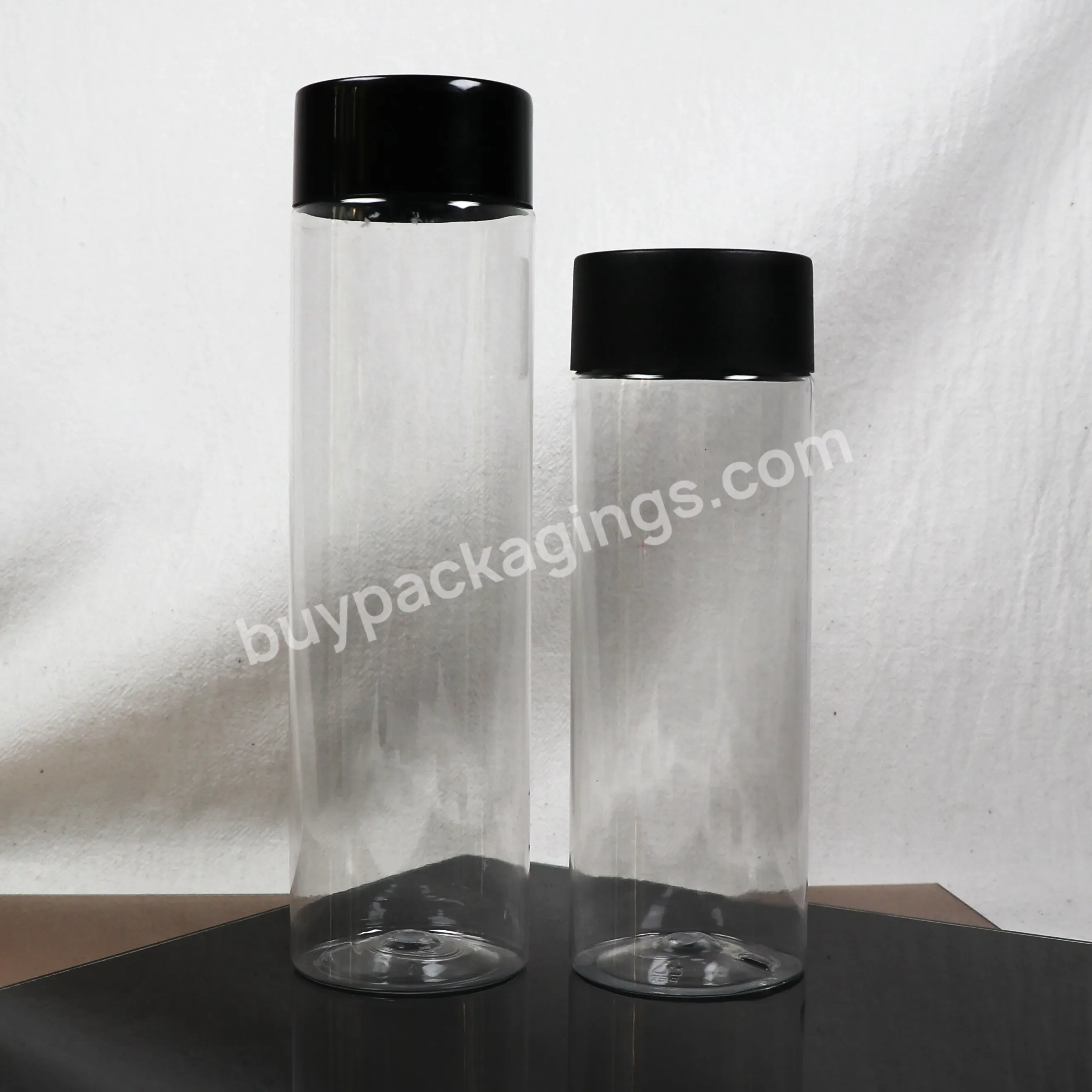 Wholesale Disposable Pet Plastic Juice Beverage Bottle Empty Transparent Plastic Water Bottle Slender With Lid Beverage Bottle