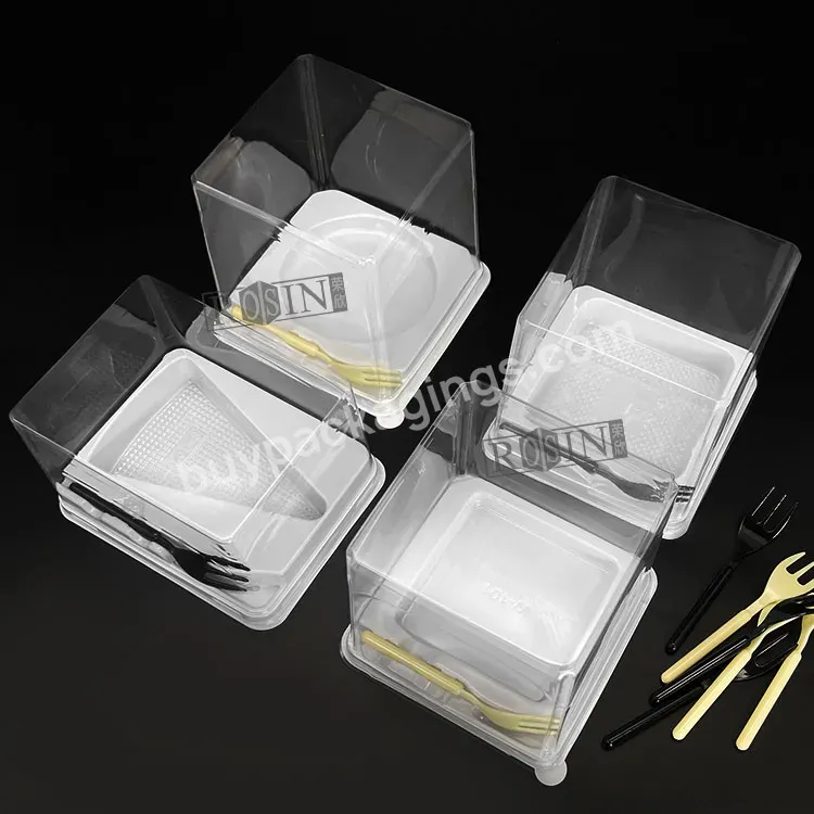 Wholesale Disposable Plastic Triangle Round Rectangular Bento Cake Slice Clear Square White Container Tray With Clear Lid