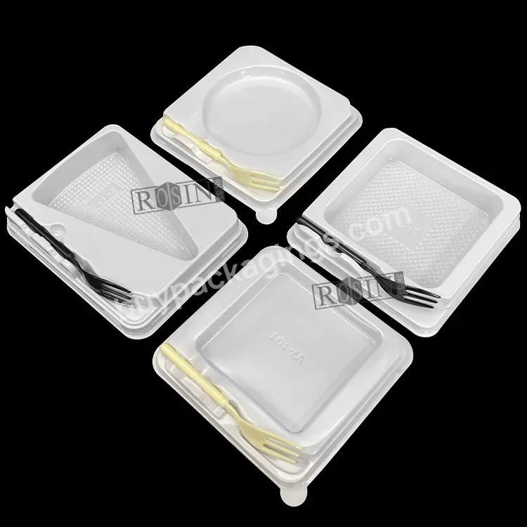 Wholesale Disposable Plastic Triangle Round Rectangular Bento Cake Slice Clear Square White Container Tray With Clear Lid