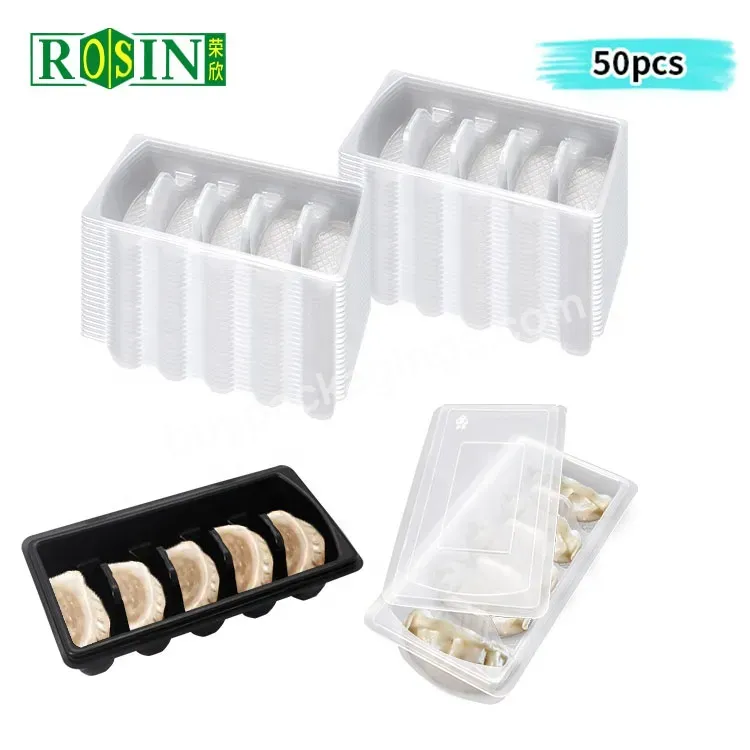 Wholesale Disposable Pp 5 Cavity Plastic Dumpling Bread Freezer Tray Packaging Boxes Takeaway Food Container With Lid